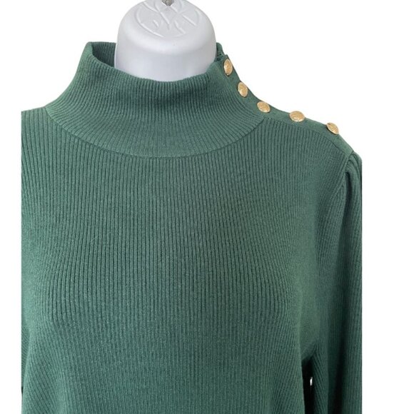 Lauren Ralph Lauren Black Label Green Sweater Sz XXL Gold Buttons Preppy - Picture 3 of 9